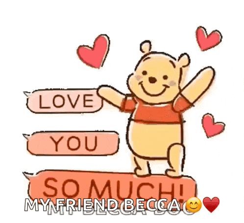 a cartoon of winnie the pooh holding a sign that says love you so much