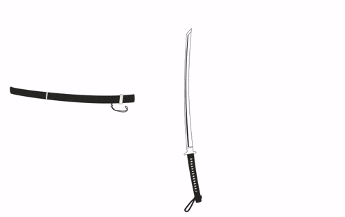 a black and white drawing of a samurai sword