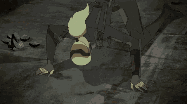 a cartoon character is being attacked by a red light