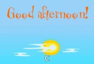 a blue background with the words good afternoon and the sun