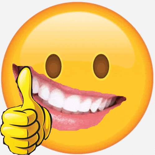 a smiley face giving a thumbs up with a pink lip
