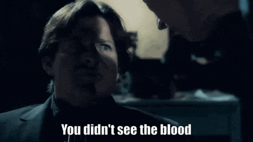 a man in a suit is screaming with the words " you did n't see what he fucking did to her " below him