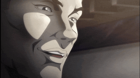 a close up of a man 's face with a shadow on it