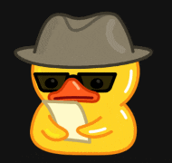 a rubber duck wearing sunglasses and a hat is holding a piece of paper
