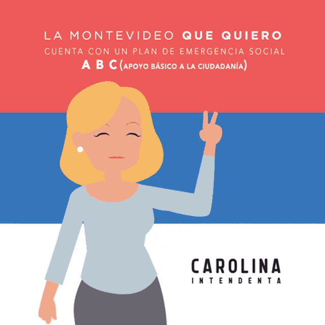 a cartoon of a woman giving a peace sign with the word carolina underneath