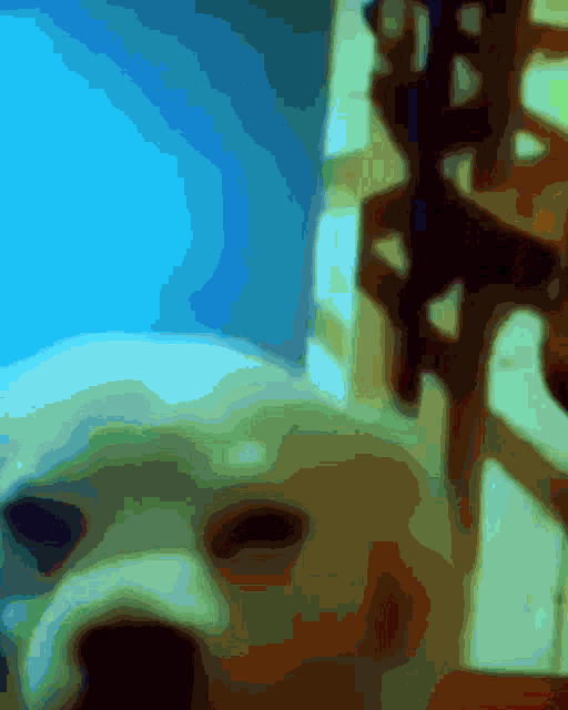 a blurry picture of a person 's face with a shadow of a person behind it