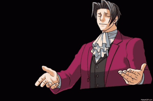 a cartoon of a man in a red suit and white tie