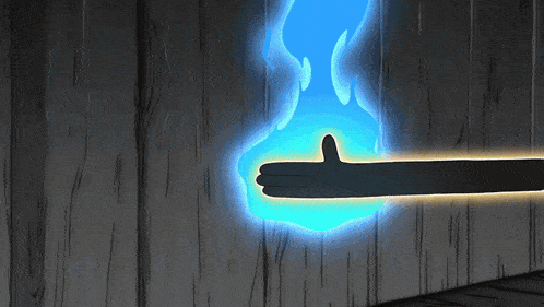 a cartoon hand is giving a thumbs up with a blue flame behind it