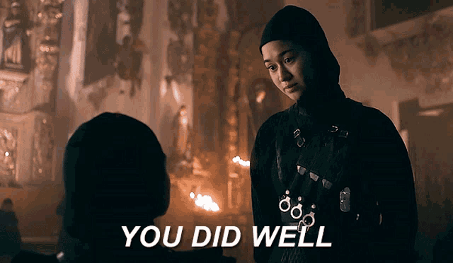 a woman talking to another woman with the words " you did well " written below her