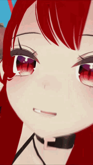 a close up of a girl 's face with red hair