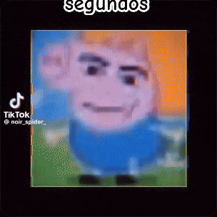 a close up of a cartoon character 's face with a blue shirt on .