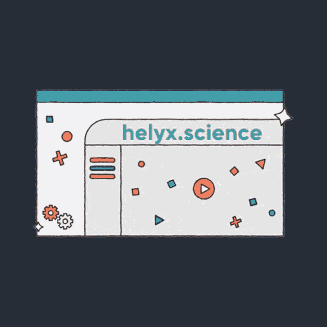a drawing of a computer screen with the website helyx.science on it