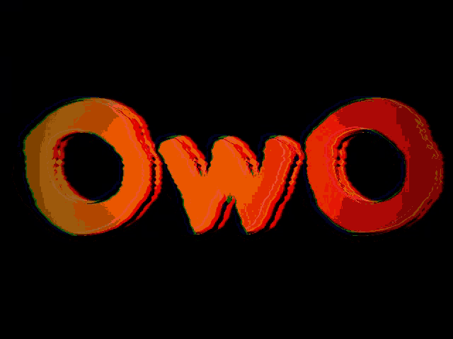 the word owo is written in orange and green letters