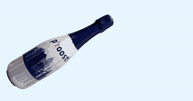 a blue and white bottle of pitoosh on a blue background