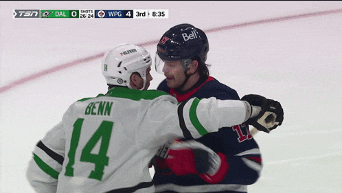 a hockey player with the number 14 on their jersey