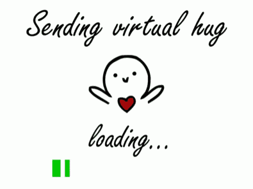 a drawing of a face with a heart and the words " sending virtual hug hug sent "