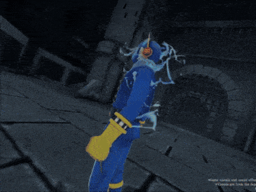 a screenshot of a video game shows a character in a blue suit with lightning coming out of his arms