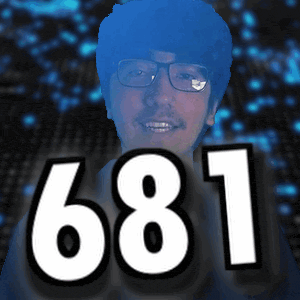 a picture of a man with glasses and the number 681 behind him