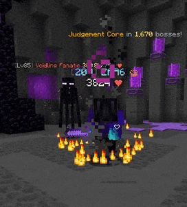 a screenshot of a minecraft game with a judgement core in 1670 bosses