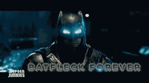 batfleck forever is written on a screen junkies poster