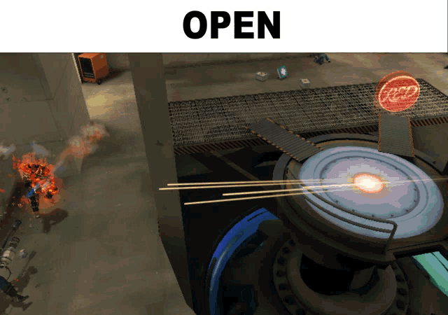a screenshot of a video game with the word open under it
