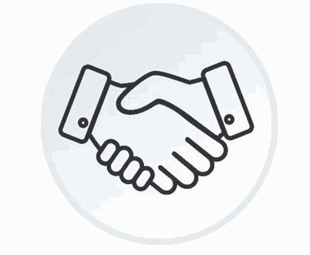 a line drawing of two hands shaking each other .