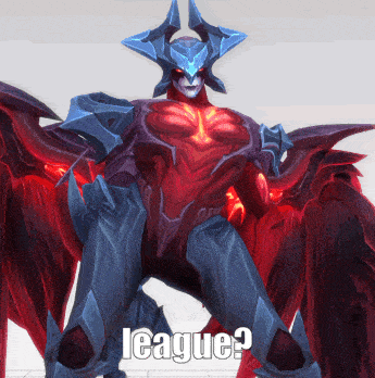 a video game character with the word league on the bottom right