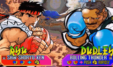 a video game with two fighters named ryu and shin shoryu-ken