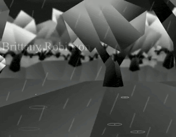 a black and white photo of brittany robinson in a forest