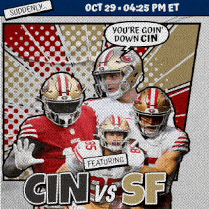 a poster for a football game between san francisco and san francisco 49ers