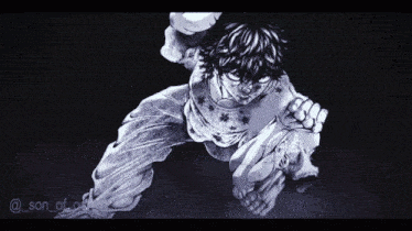 a black and white drawing of a person with the name son_of_a on it