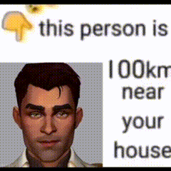 a picture of a man with a caption that says this person is 100km near your house .