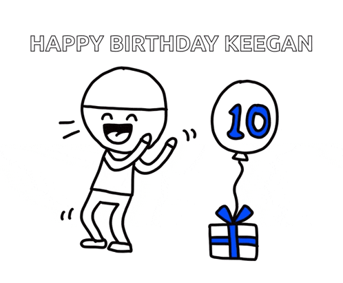 a black and white drawing of a boy and a balloon with the number 10
