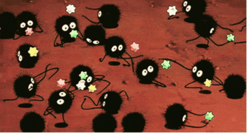 a bunch of black cartoon characters with stars on their eyes