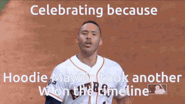 a baseball player celebrates because hoodie maybin took another win on the timeline