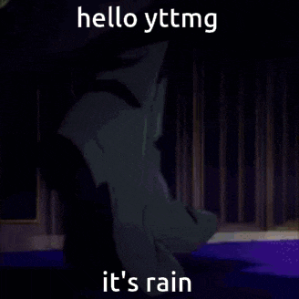 a person is standing in front of a purple background with the words hello yttmg it 's rain written on it .