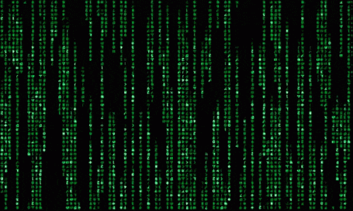 a computer screen with green numbers coming down it