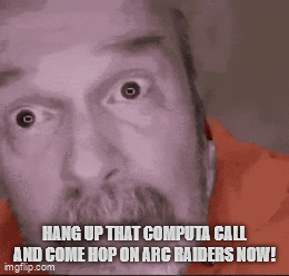 a man with a beard is making a funny face and says hang up that computa call