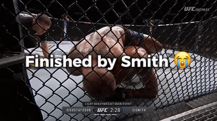a man laying in a cage with the words finished by smith on the bottom