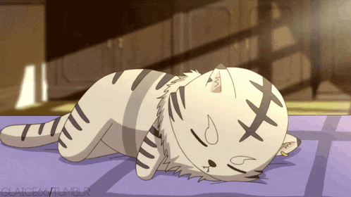 a cartoon drawing of a cat laying on a bed with the words claire on the bottom left