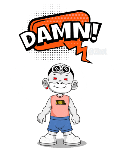 a cartoon character with a damn speech bubble above him