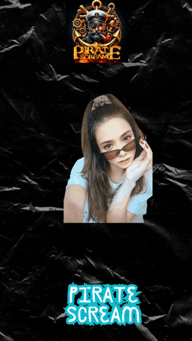 a poster for pirate scream shows a woman in sunglasses