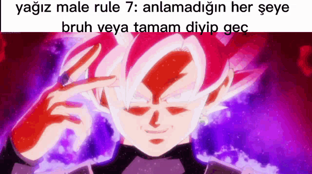 a cartoon character with a purple background and the words " yagiz male rule 7 " on the bottom