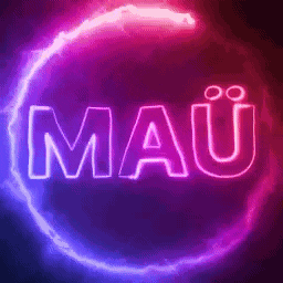 the word mau is glowing in the dark in a circle .