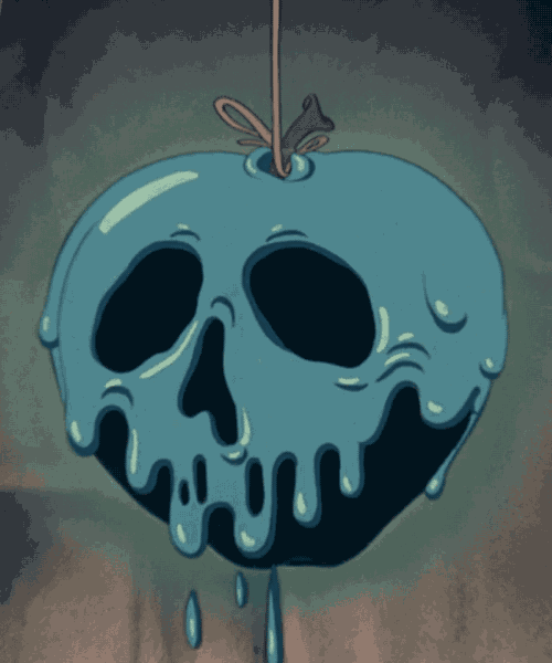 a cartoon illustration of a skull shaped apple