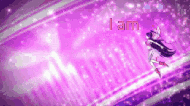 a purple background with the words i am in red
