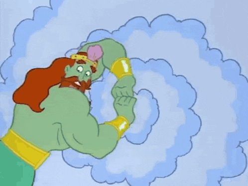 a cartoon of a man with a beard holding a woman 's face