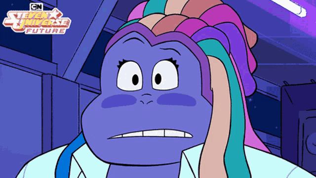 a cartoon character from steven universe future making a face
