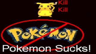 a pokemon logo with a red circle around it