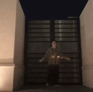 a blurry picture of a person standing in front of a door